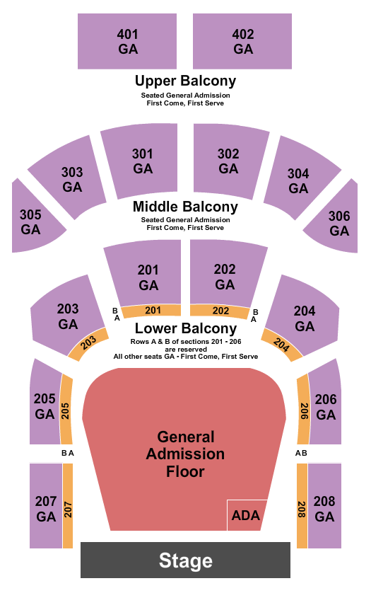 The Tabernacle - GA GA Flr & Up Balc - Resv Low Balc 2 Seating Chart