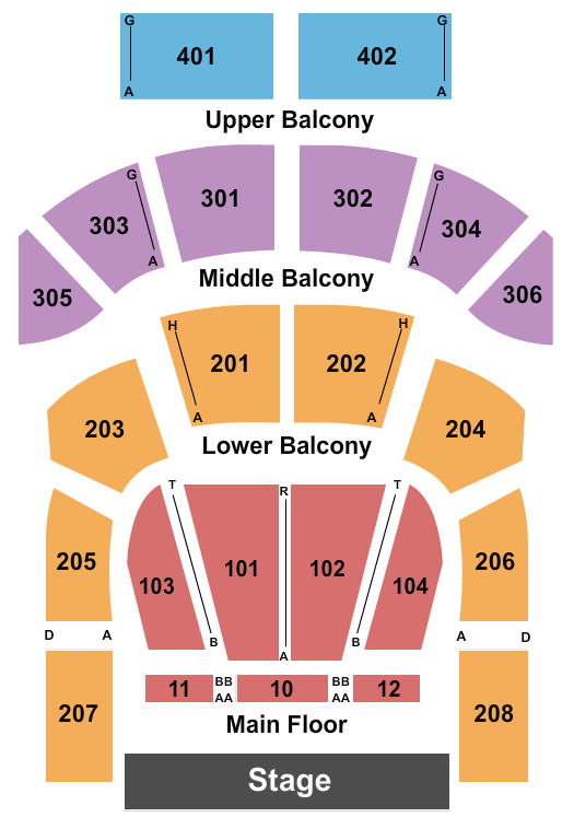 The Tabernacle - GA End Stage Seating Chart