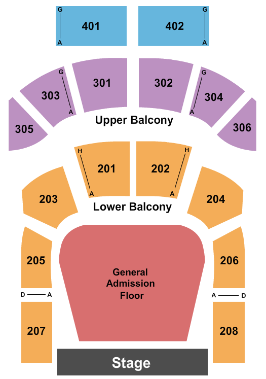 The Tabernacle - GA End Stage GA Seating Chart