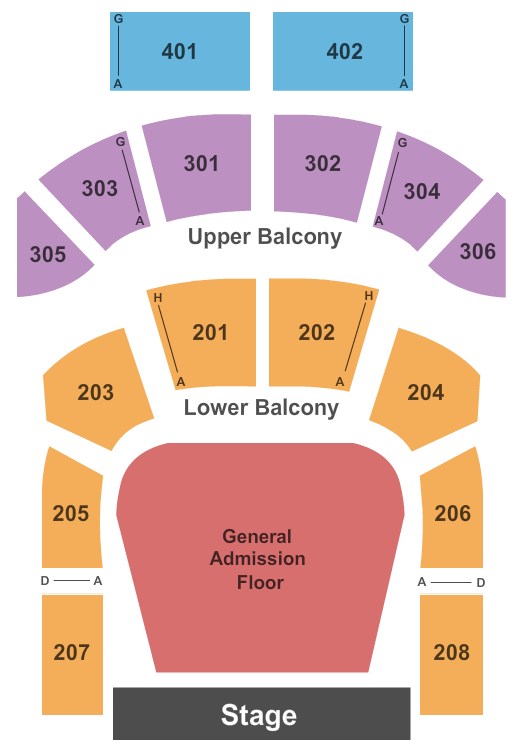 The Tabernacle - GA End Stage GA Seating Chart