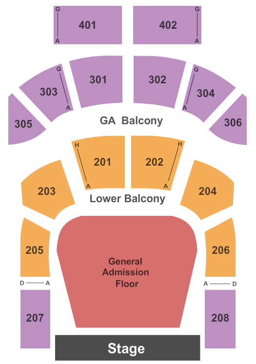 The Tabernacle - GA EndStage GA and Resv Seating Chart
