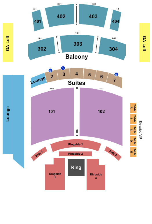 The Theater at Virgin Hotels - Las Vegas Boxing Seating Chart