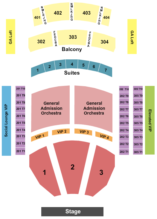 The Theater at Virgin Hotels - Las Vegas Enstage RSV & GA Orch Seating Chart