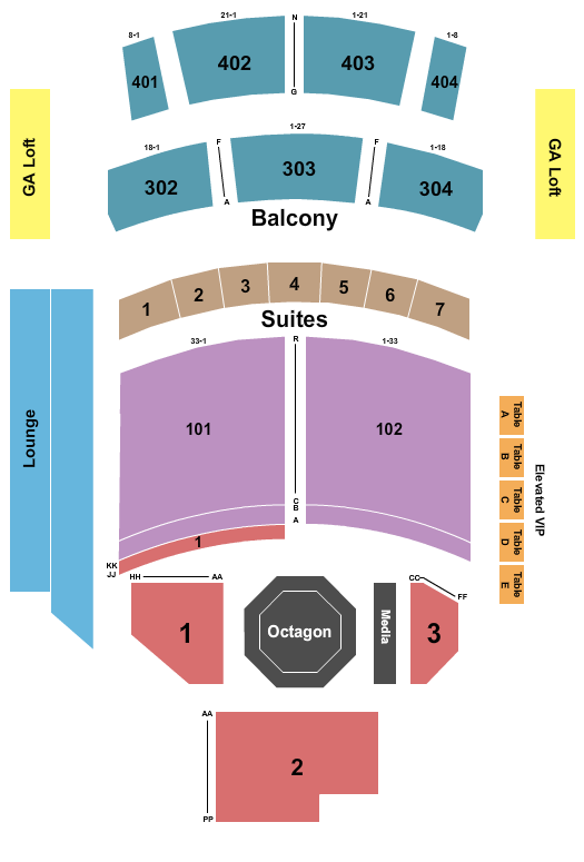The Theater at Virgin Hotels - Las Vegas UFC Fight Night Seating Chart