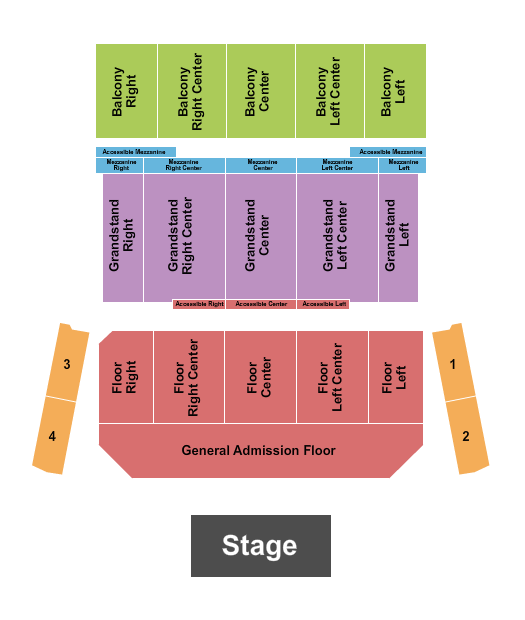 The Theatre at Great Canadian Casino Resort Endstage GA & RSV Floor Seating Chart