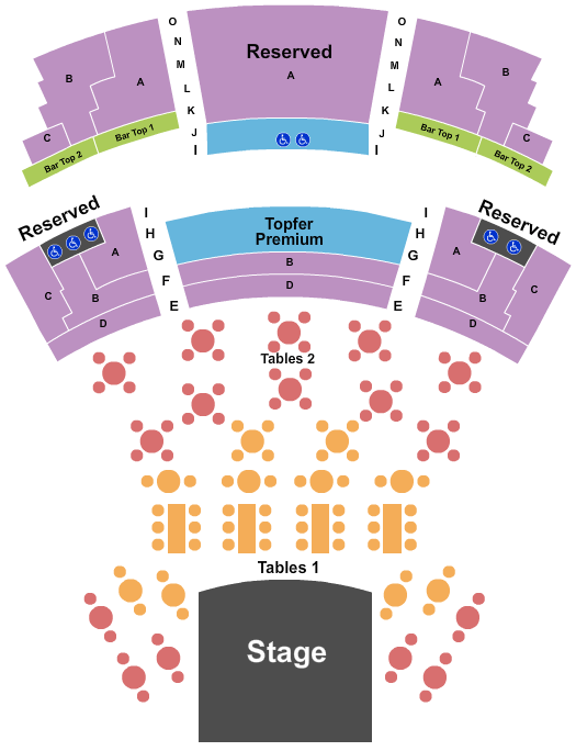 The Topfer Theatre at Zachary Scott Theatre Center Endstage Tables Seating Chart