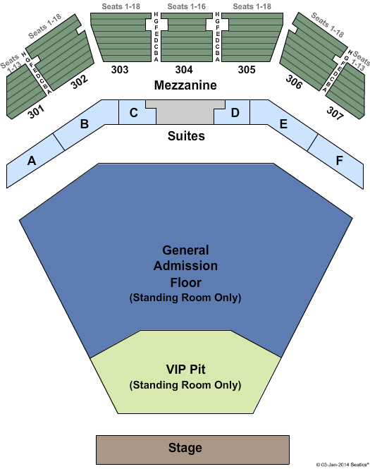 The Venue at Horseshoe Casino Endstage GA Floor VIP Pit Seating Chart