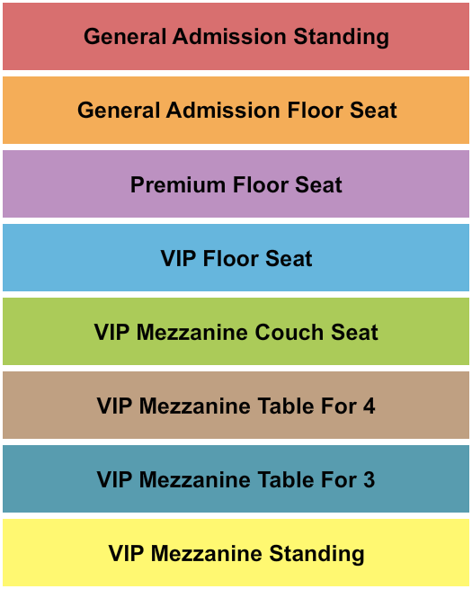 The Vermont Hollywood GA/Premium/VIP Seating Chart