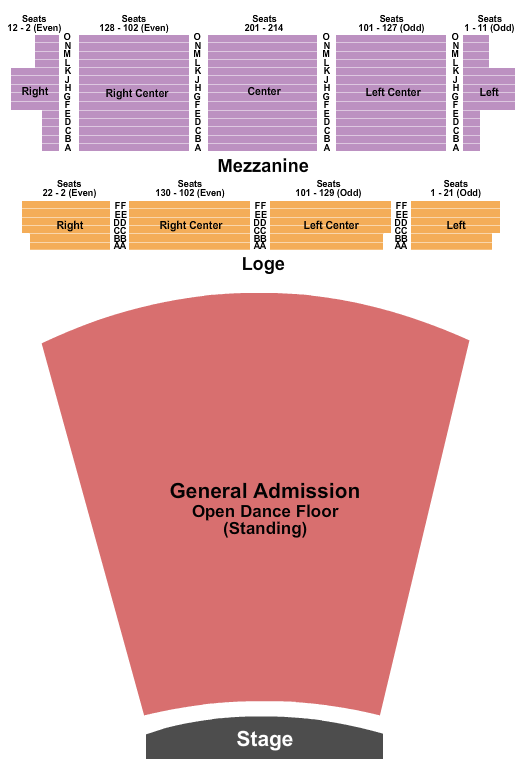 The Wiltern Endstage - Open Dance Floor Seating Chart