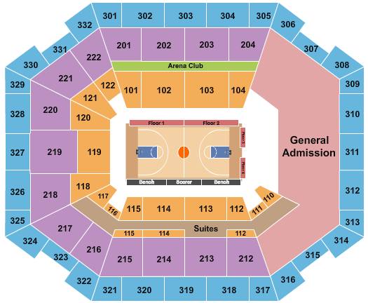 The Yuengling Center Basketball with GA Seating Chart