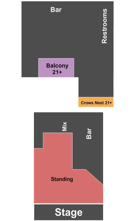 Theatre Of The Living Arts GA & Balcony Seating Chart