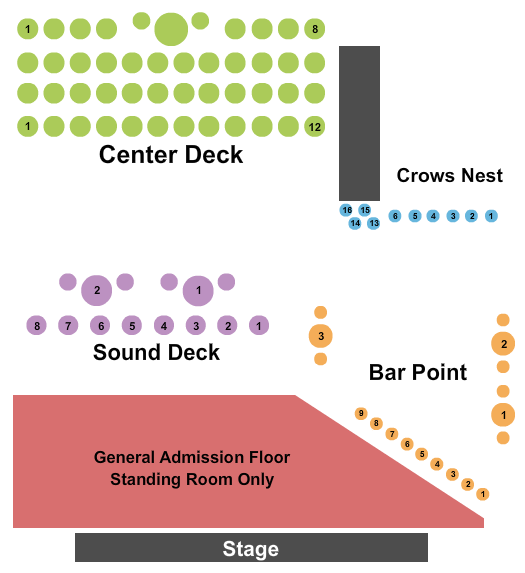 Theatre Of The Living Arts GA Floor and Center Deck 2 Seating Chart