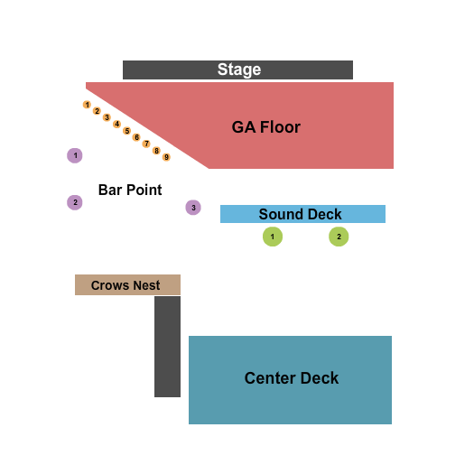 Theatre Of The Living Arts GA Floor & Center Deck Seating Chart