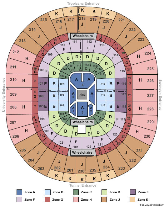 Thomas & Mack Center Boxing Zone Seating Chart
