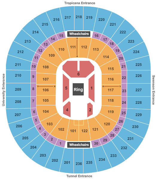 Thomas & Mack Center Boxing 2016 Seating Chart