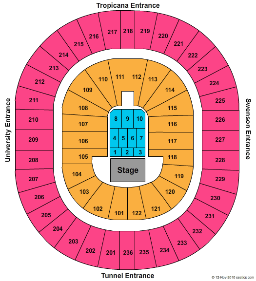 Thomas & Mack Center End Stage Seating Chart