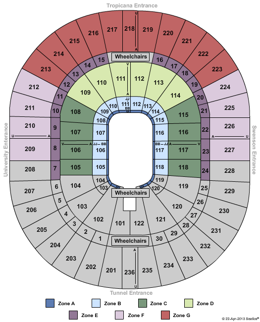 Thomas & Mack Center Ice Show Zone Seating Chart