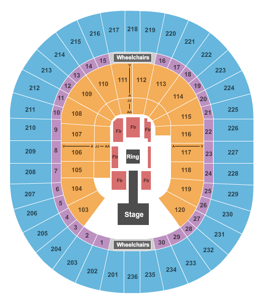 Thomas & Mack Center WWE Seating Chart