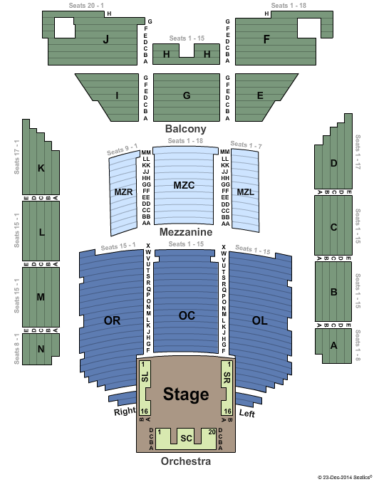 Thomas Wolfe Auditorium at Harrah's Cherokee Center Symphony Extended Stage Seating Chart