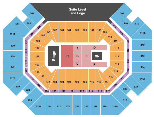Thompson Boling Arena at Food City Center Endstage GA Pit Seating Chart