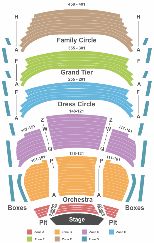 seating chart for Thrivent Financial Hall At Fox Cities Performing Arts Center  - Endstage-Pit_IntZone - eventticketscenter.com