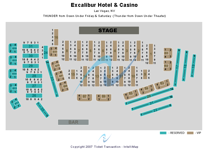 Thunderland Showroom at Excalibur Hotel & Casino Louie Anderson Seating Chart