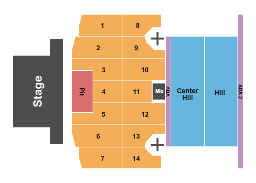 Thunder Ridge Nature Arena Center Pit GA, Flr 1-14 Seating Chart