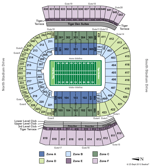 Tiger Stadium - Baton Rouge Football Zone Seating Chart