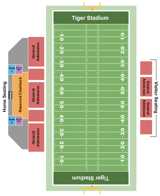 Tiger Stadium - AL Football Seating Chart