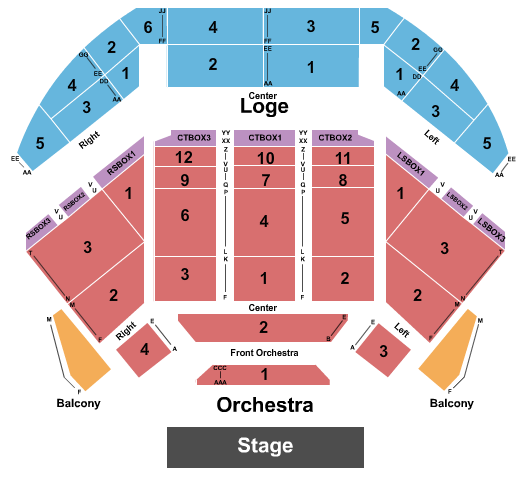 seating chart for Tilles Center For The Performing Arts - Concert Hall - Endstage 2 - eventticketscenter.com