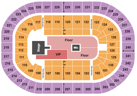 MVP Arena Endstage GA Floor w/ VIP Seating Chart