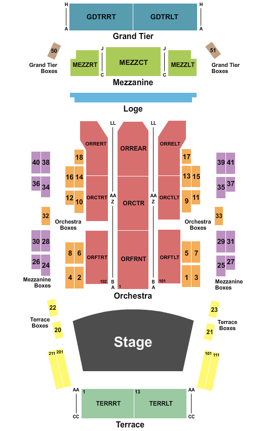 seating chart for Jacoby Symphony Hall at Times Union Ctr Perf Arts - End Stage - eventticketscenter.com