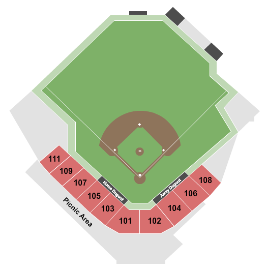 Ting Stadium At North Main Athletic Complex Baseball 2020 Seating Chart
