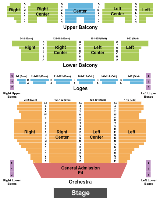 Tivoli Theatre - Chattanooga Endstage - GA Pit Seating Chart