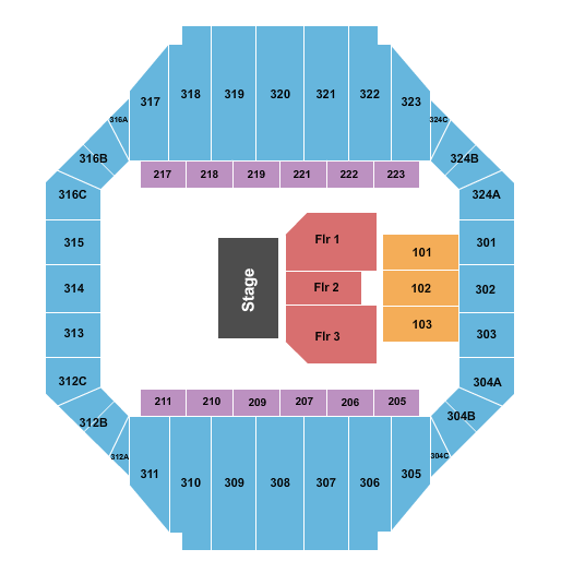 seating chart for Tony's Pizza Events Center - Half House - eventticketscenter.com