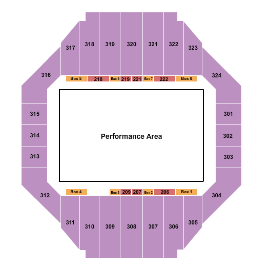 Tony's Pizza Events Center Performance Area Seating Chart