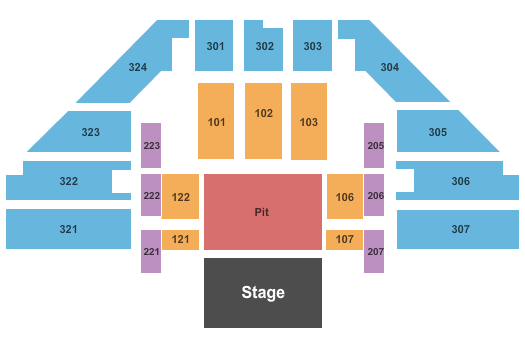 seating chart for Tony's Pizza Events Center - Endstage Pit - eventticketscenter.com