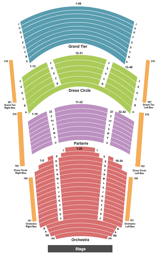 Touhill Performing Arts Center - Anheuser-Busch Performance Hall Seating Map