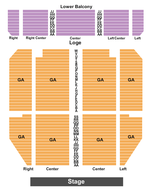 Tower Theatre - PA Endstage GA Orch Seating Chart