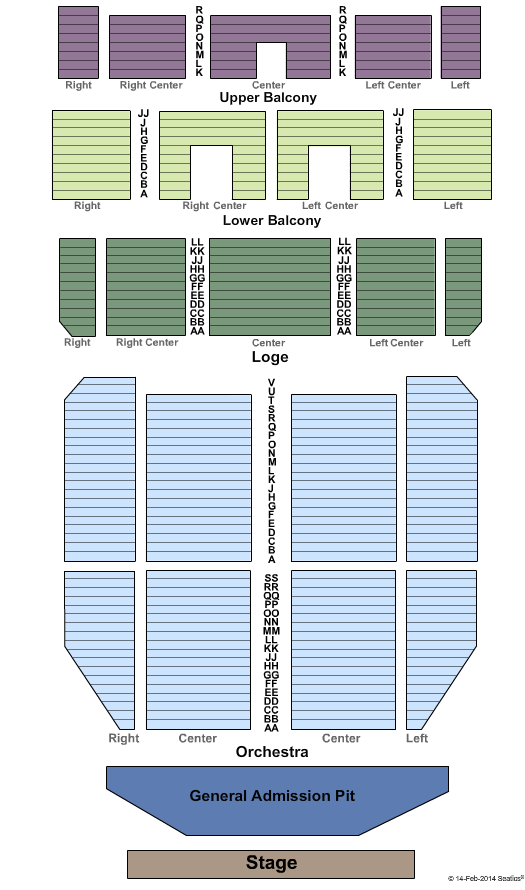 Tower Theatre - PA Endstage Pit Seating Chart