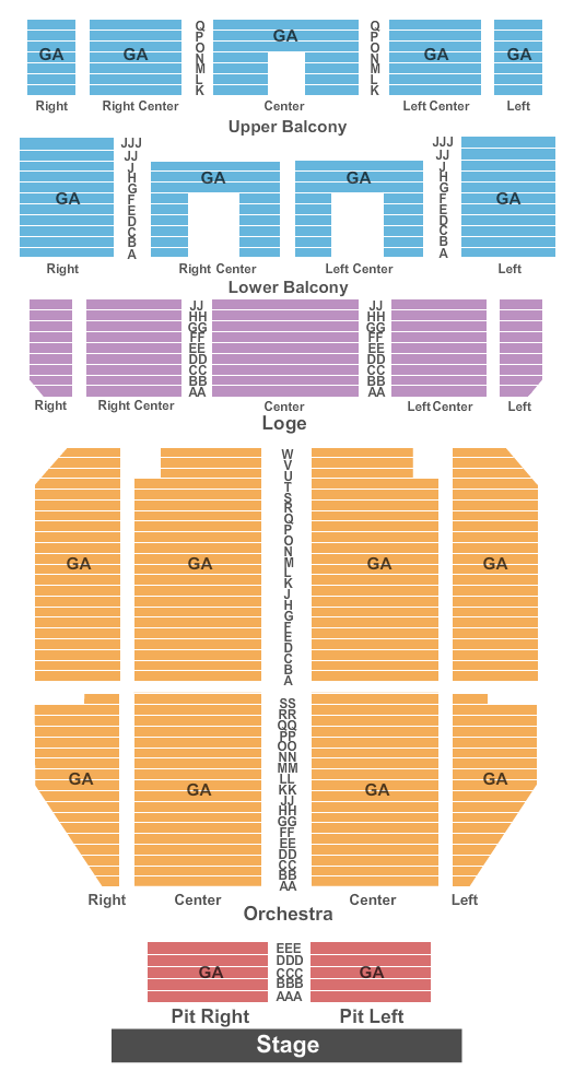 Tower Theatre - PA Endstage - GA Seating Chart
