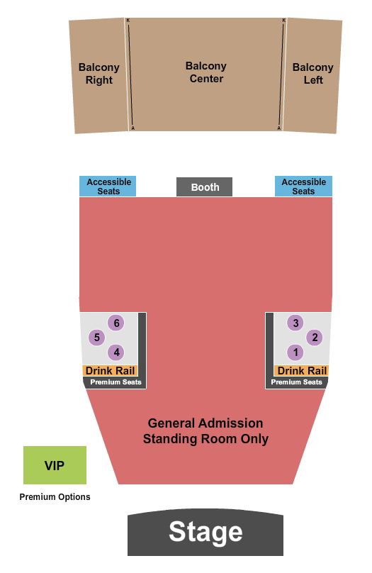 Tower Theatre - OK GA Floor/RSV Balc/Bistro Seating Chart