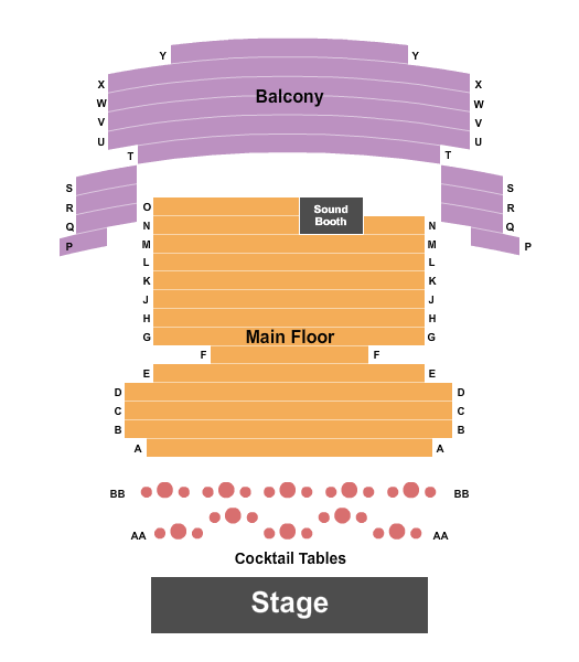 Tower Theatre - OR Endstage w/ Tables Seating Chart