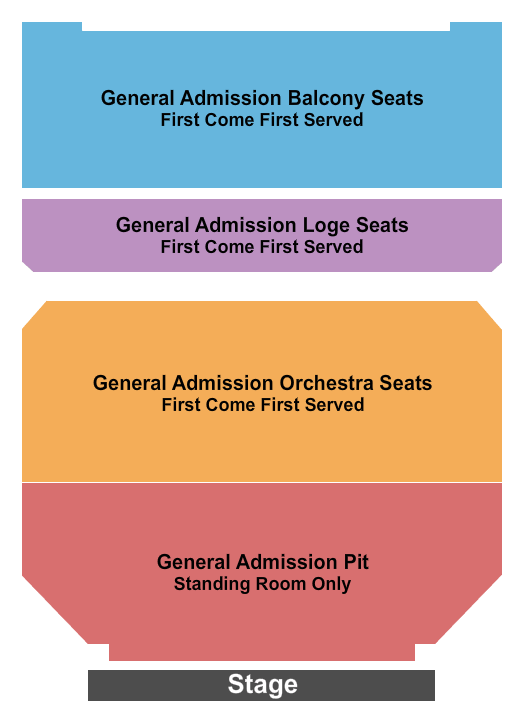 Tower Theatre - PA Endstage - All GA Seating Chart