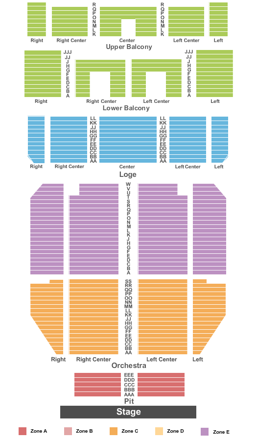 Tower Theatre - PA End Stage - IntZone Seating Chart