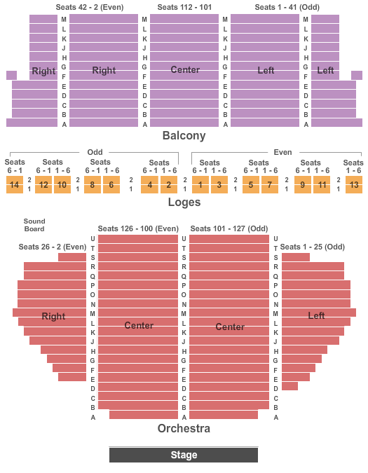 Town Hall Theatre - NY Seating Map