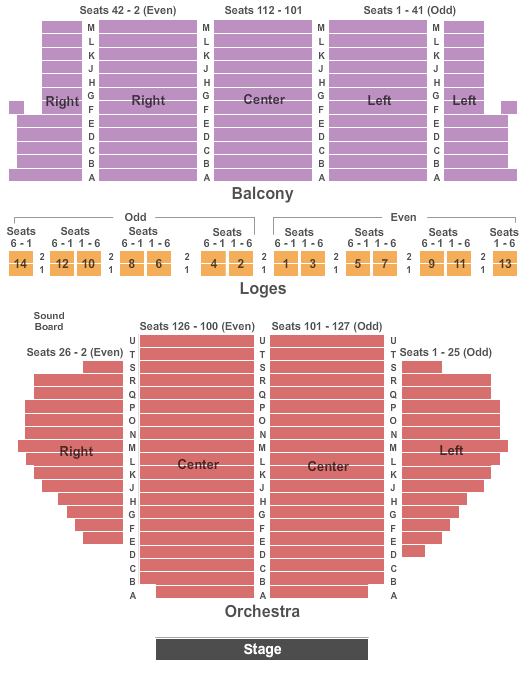 Town Hall Theatre - NY End Stage Seating Chart