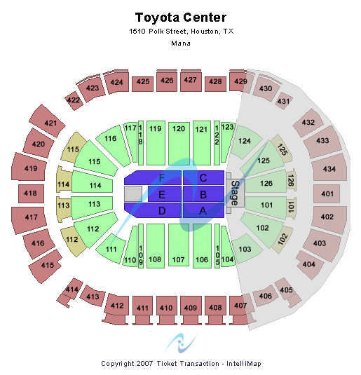 Toyota Center - TX Mana Seating Chart