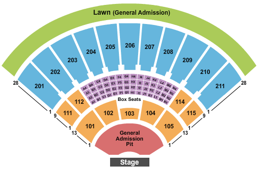 Toyota Amphitheatre End Stage With GA Pit Seating Chart