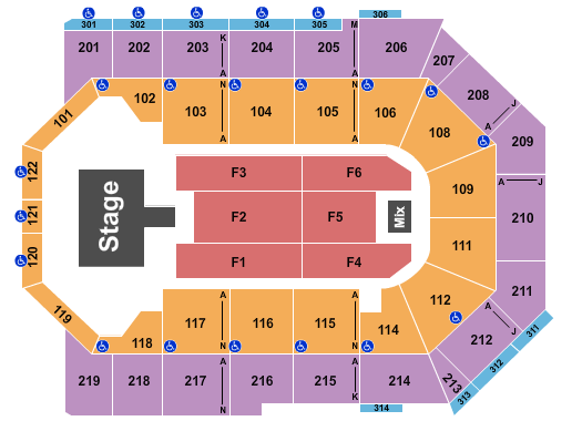 Toyota Arena - Ontario Christian Nodal Seating Chart